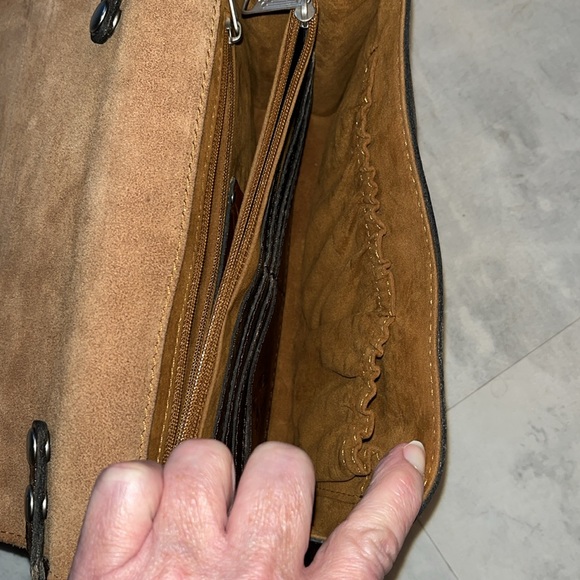 Patricia Nash New without tags  Crossbody bag  tooled Leather  bronze brown mint - Picture 12 of 17